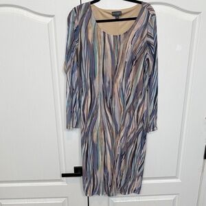 BOLD elements Blue and Beige Long Sleeve Dress